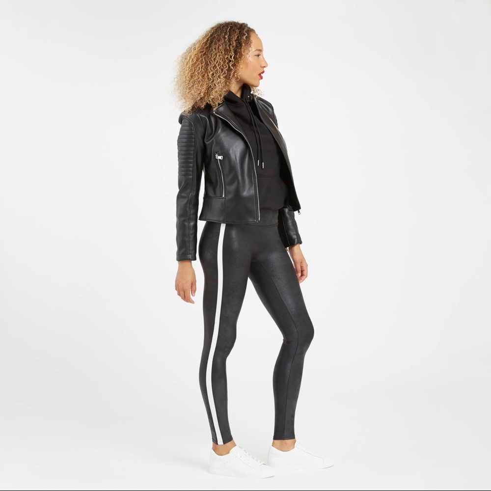 Spanx Faux Leather Side Stripe Leggings
